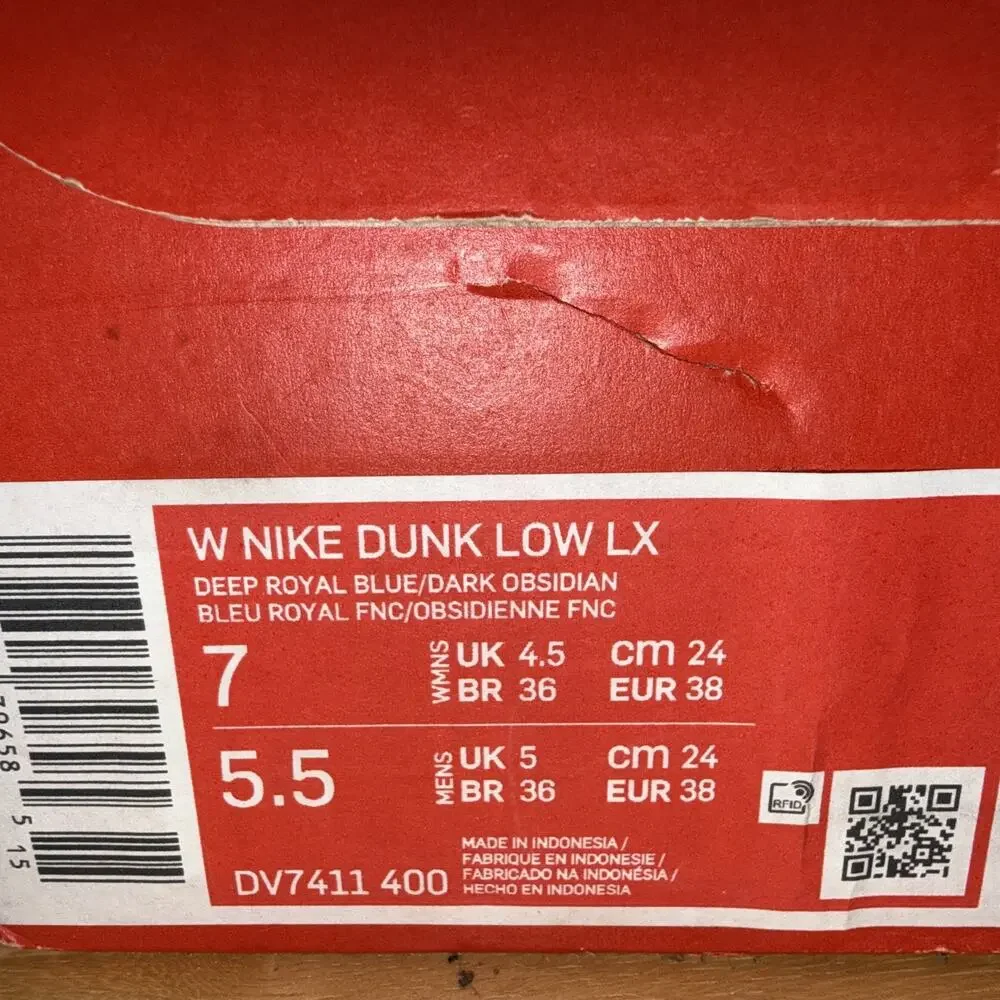 Nike Dunk Low LX Blue Suede Sneakers Women Size 7 Lightly Used
